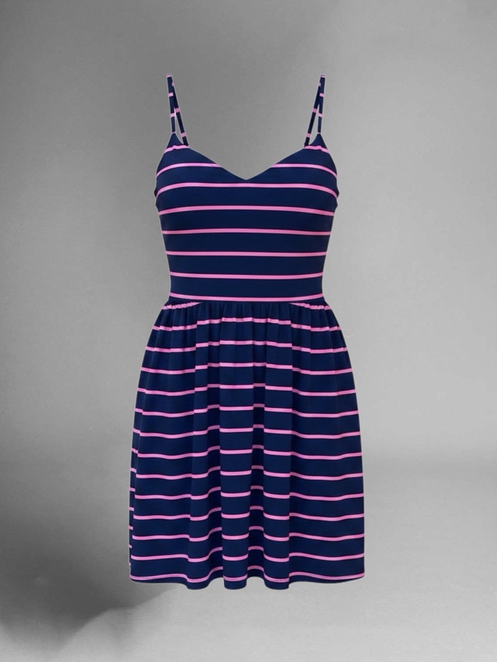Xhilaration Navy and Pink Striped Spaghetti Strap Mini Dress
